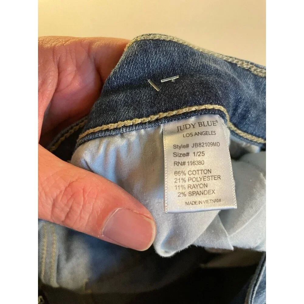 Judy Blue Jeans Womens 1/25 25x28.5 Blue Skinny Distressed Denim JB82109MD - Picture 12 of 16